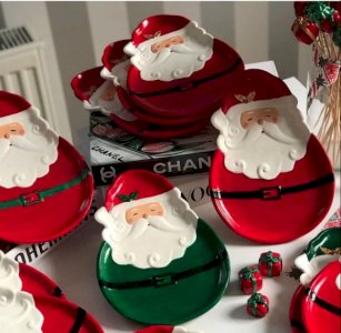 Mutlu Mumlar Noel Baba El Yapımı Seramik Tabak